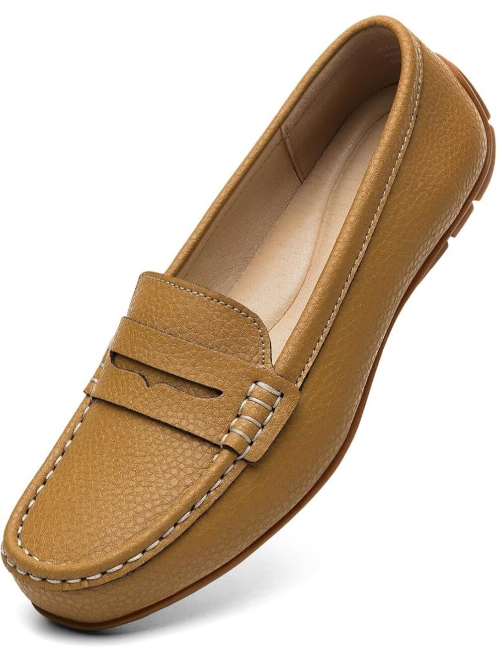 Women's Brown Comfortable Leather Casual Lightweight Loafers & Slip-Ons Shoes
